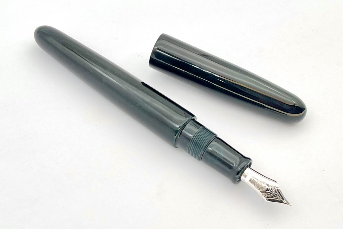 Nakaya Portable Cigar Tamesukashi Ascending Dragon I Ao-Tamenuri Fountain Pen [no.16019]